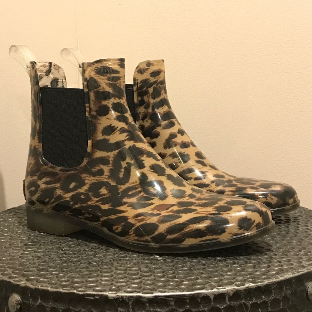 J. Crew Leopard Rain Booties Size 9